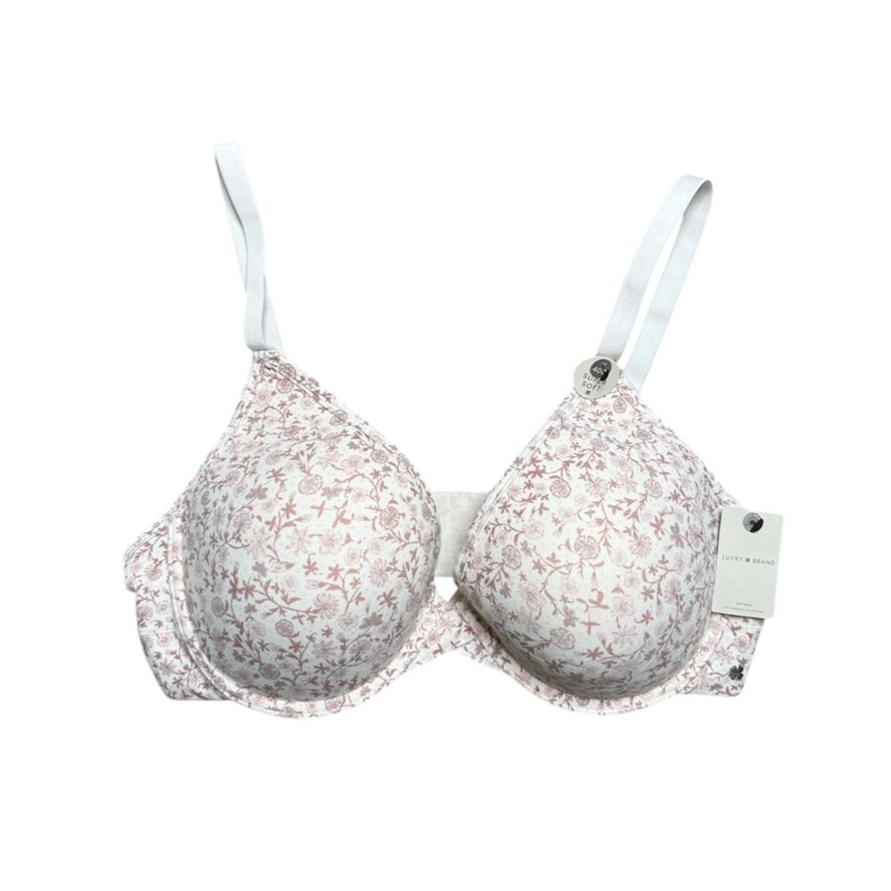 Lucky Brand 40D bra pink white floral lightly lined underwire NWT